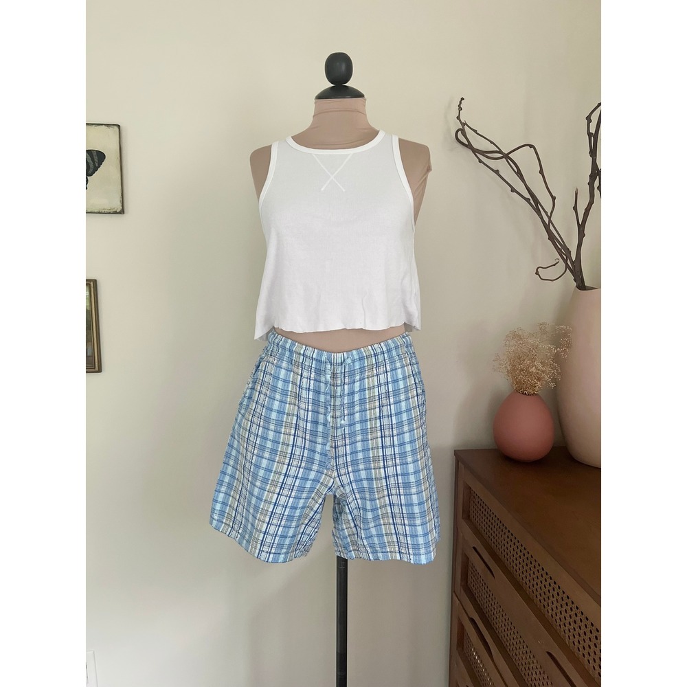 Vintage 90s Erica Plaid Seersucker Lounge Shorts
